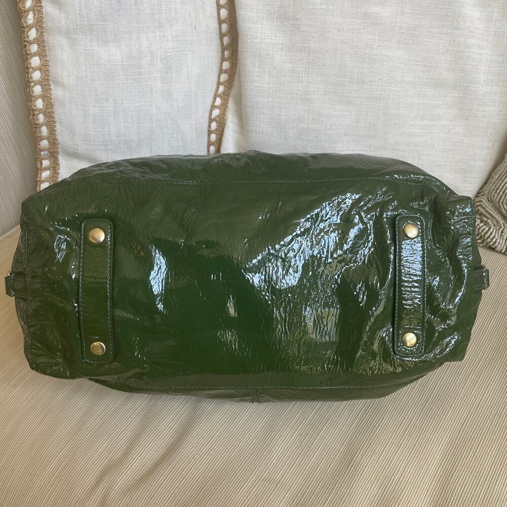 Coach Madison Sabrina Satchel 12948 | Forest Green Crinkle Patent Leather, Rare - Picture 8 of 9